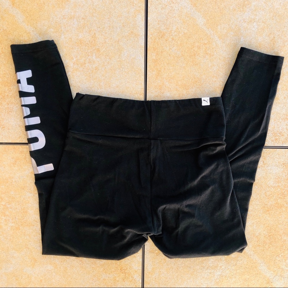 Puma Leggings Black Large w/Silver Leg Logo - Picture 6 of 8